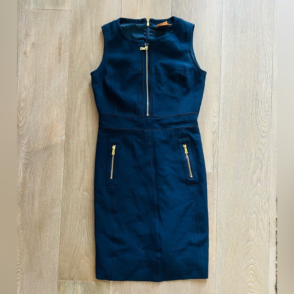 Tory Burch Navy Wool Shift Dress Mariel size 2